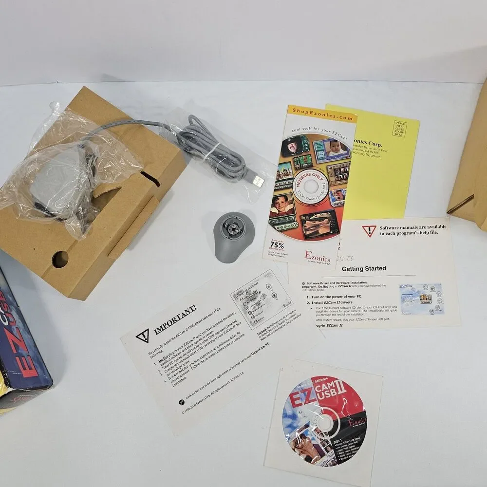 Vintage Ezonics EZCam III USB Model EZ-306 Beige 3-in-1 PC Web Camera Open Box